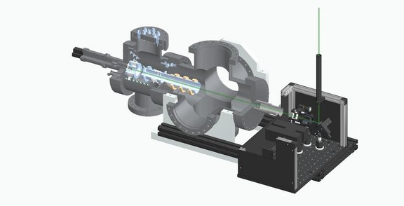 Fig. 1: The MiniRFQ Laser Ablation Ion Source for off-line ion production.
